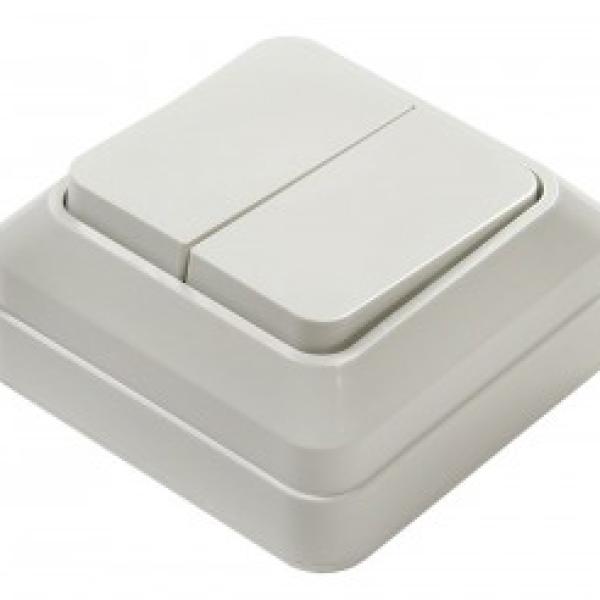 Выключатель 2 кл о/у 10А белый  BOLLETO 7023